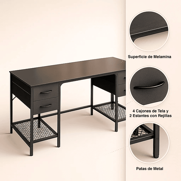 Escritorio Ejecutivo Industrial 120cm 5