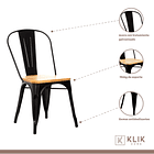 Comedor Industrial 140x90 Madera Clara + 6 sillas Tolix Negras con asiento de madera Clara 4