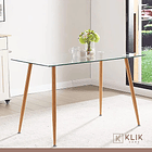 Comedor Mesa de Vidrio Rectangular 120x80 + 6 Sillas Eames Blancas 16