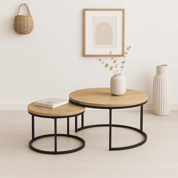Juego de mesas de centro anidadas - Madera clara 2