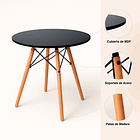 Mesa de Comedor Eames 100cm redonda - Negra 12