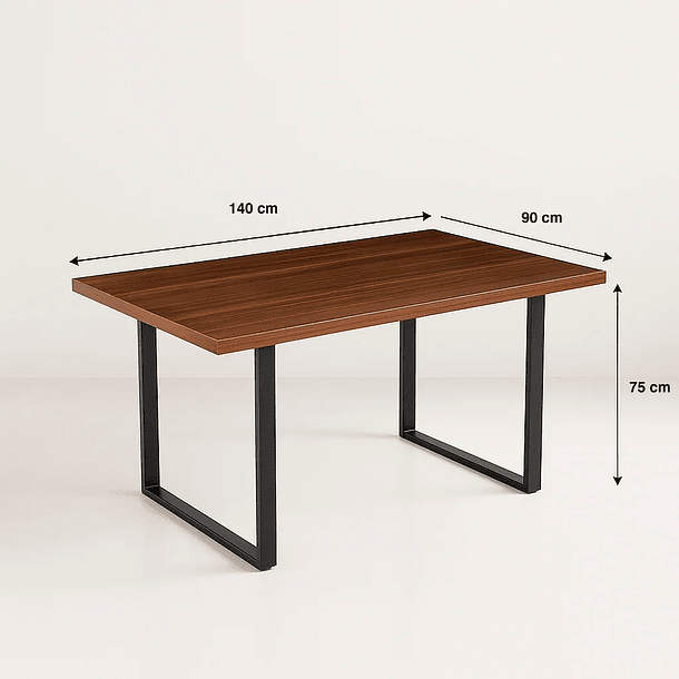 Mesa de Comedor Estilo Industrial 140x90 - Madera Oscura Walnut 4