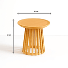 Mesa Redonda de 50 cm Madera Natural con Base Estilo Rejilla - Café 4