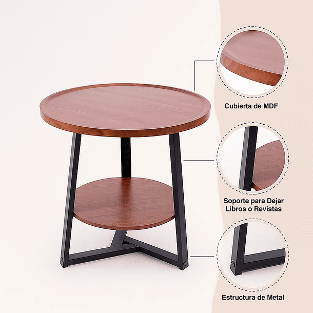 Mesa de centro trabajo y cafe - Madera Oscura Walnut 12