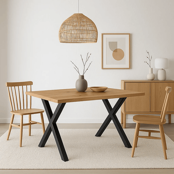 Mesa industrial Color Madera y Metal Cross 140x90 6