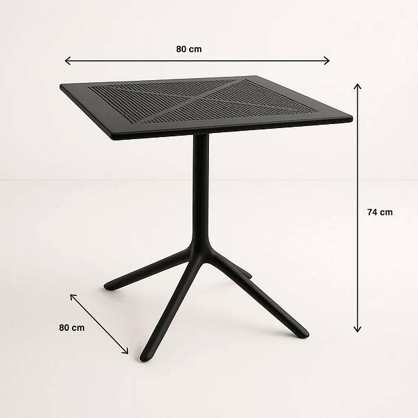 Mesa restaurant 80x80 Polipropileno + 4 Sillas Crossback Danubio - Negra 5