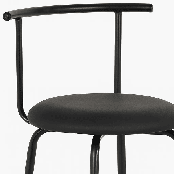 Pack de 2 Taburetes Altos Oslo Metal y Cuero Sintético - Negro 6