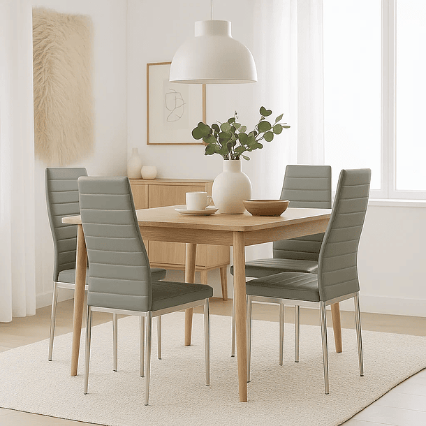 Pack de 4 Sillas Dining Liana con patas cromadas - Gris 2