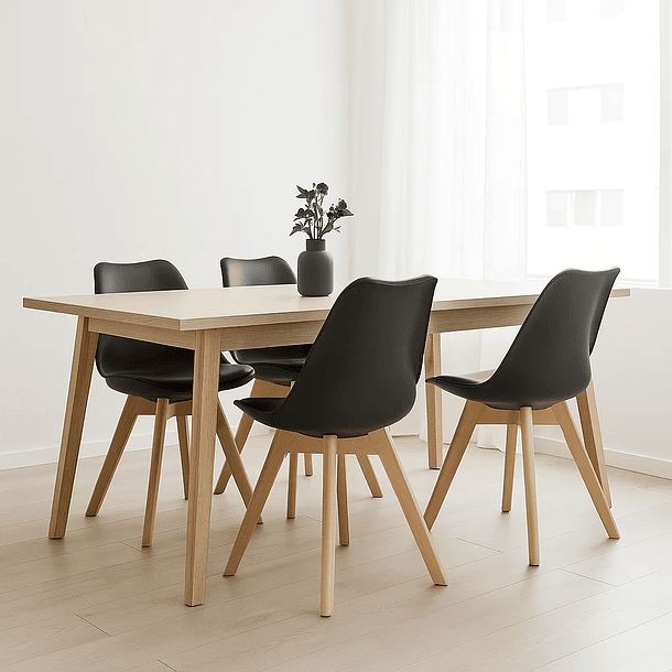 Pack de 4 Sillas Tulip Acolchada Negras 3