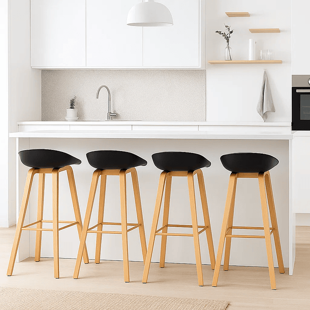 Pack de 4 Taburetes Nordic - Negro 2