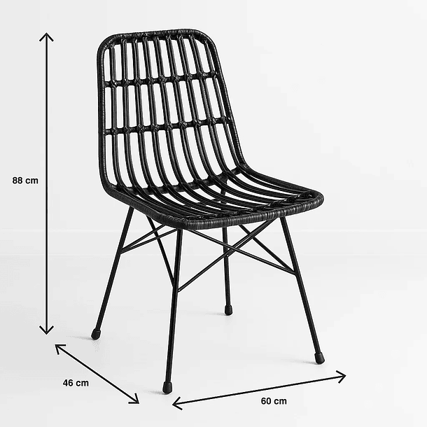 Pack de 4 Sillas de Comedor Terraza Rattan Grecia Color Negro 4
