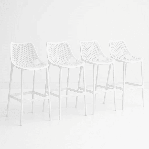 Pack de 4 Taburetes Piso de Bar Terraza Exterior Air Berlín - Blanco 1