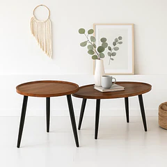 Set de Mesas de Centro Nido - Diseño Moderno de Madera y Metal