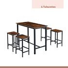 Set de comedor para cocina con pisos taburetes madera industrial 17