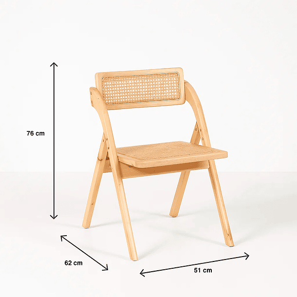 Silla Ambar Plegable de Madera Rattan Natural 11