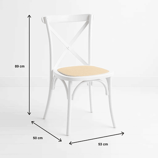 Silla Crossback Madera Rattan - Blanca 8