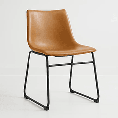 Silla Burgos de Comedor o Living de Cuero Sintético y Metal Industrial