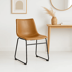 Silla Burgos de Comedor o Living de Cuero Sintético y Metal Industrial