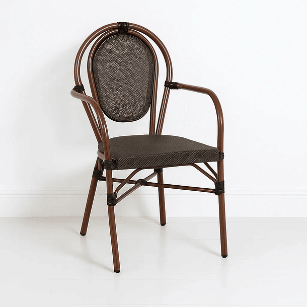 Silla Provence Parisina Rattan con reposabrazos - Café Oscuro 1
