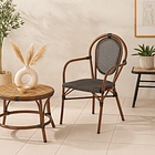Silla Provence Parisina Rattan con reposabrazos - Café Oscuro 6