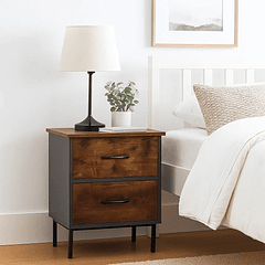 Velador Dos Cajones Metal 45x30x53 - Rústico