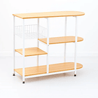 Mesa lateral para cocina de organización 3 niveles madera clara - Blanca - Blanco 2