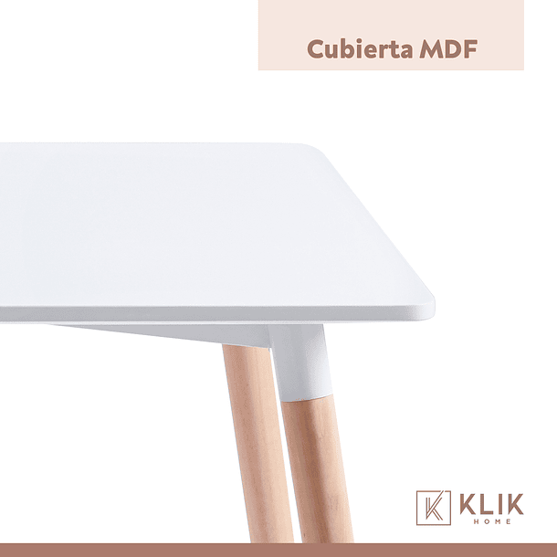 Comedor Mesa de 120x80 Rectangular Blanca + 6 Sillas Eames - Blancas 8