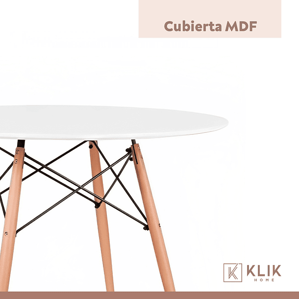 Comedor Mesa Eames Redonda Blanca 80cm + 4 Sillas Eames Negras 7