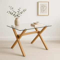 Mesa de Comedor Rectangular Vidrio Cross 140x90cm