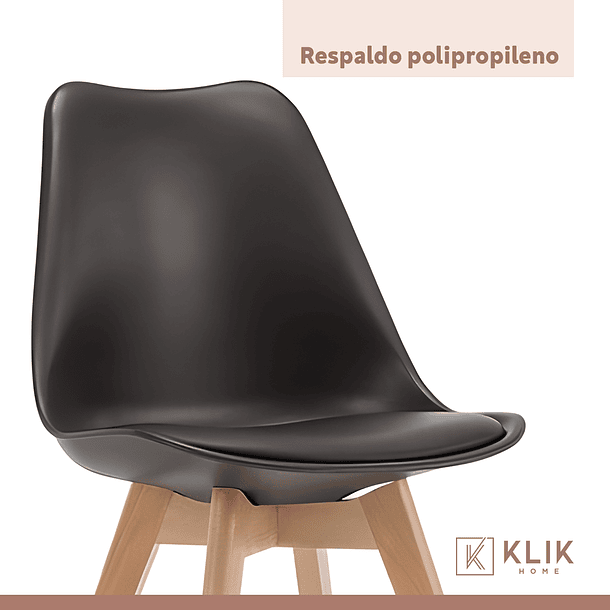 Comedor redondo de vidrio Cross 120cm + 5 Silla Tulip Acolchada - Negra 7