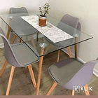 Comedor Mesa de Vidrio Nórdica 140x90 cm + 4 Sillas Tulip Grises 8