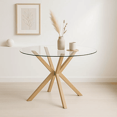 Mesa de comedor redonda de vidrio Cross 120cm
