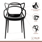 Comedor Terraza - 2 Sillas Master Negras y Mesa Eames de Vidrio 80cm 5