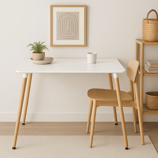 Mesa Rectangular de Comedor - Blanca 120x80 cms 4