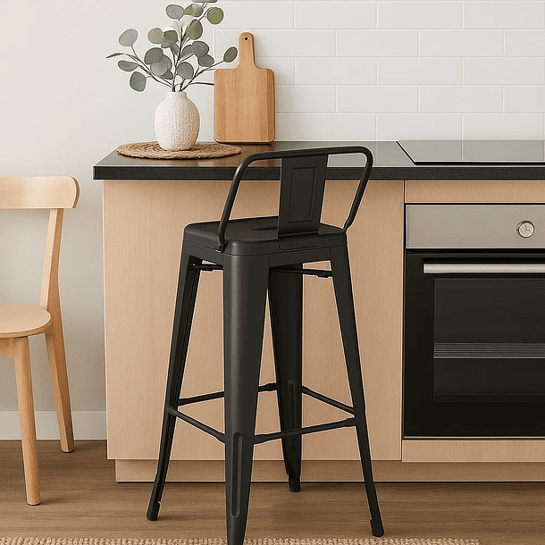 Taburete Tolix Acero con Respaldo para Bar o Terraza - Negro 5