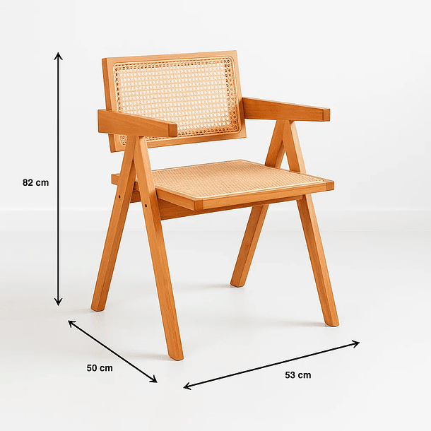 Silla Sitial Butaca Chandigarh Madera Rattan Natural 5