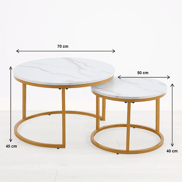 Juego de mesas de centro anidadas - MDF Diseño de marmol 8