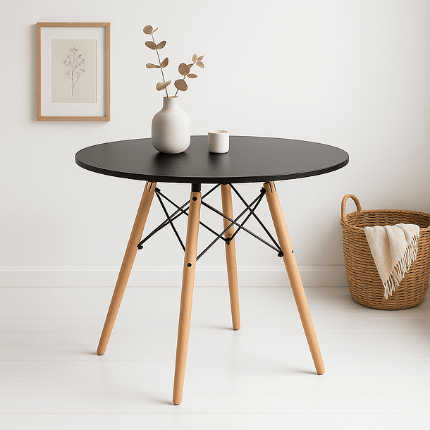 Mesa de Comedor Eames 100cm redonda - Negra 3