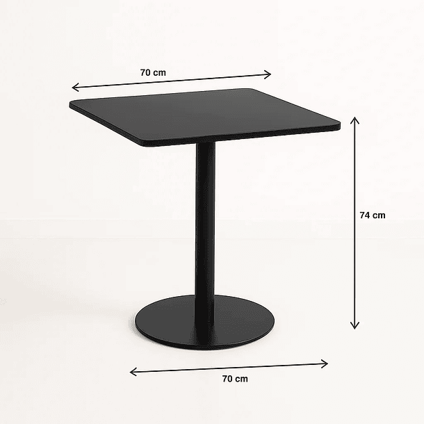 Mesa restaurant 70x70 Tubo Metal cubierta MDF 7