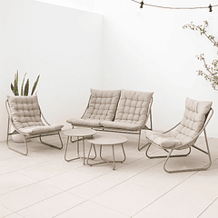 Juego de Terraza Arena 3 Sofás y 2 Mesas de Centro