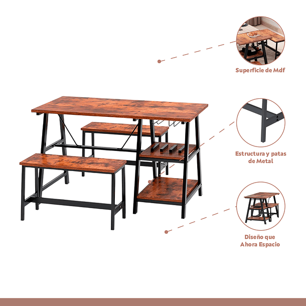 Comedor industrial con repisas y banquetas 4