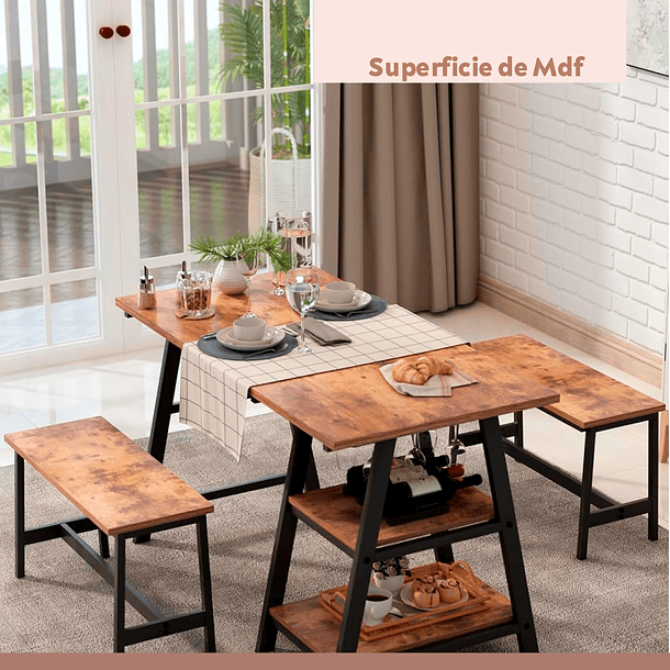Comedor industrial con repisas y banquetas 6