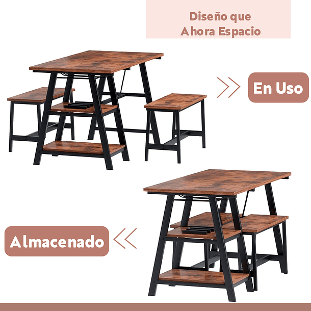 Comedor industrial con repisas y banquetas 8