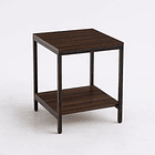 Velador Mesa Auxiliar Lateral de 2 Niveles - Madera Oscura Walnut 2