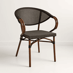 Silla Bistro Parisina  Textileno con reposabrazos - Café Oscuro