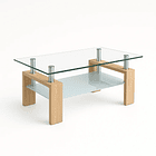 Mesa de centro para living rectangular de vidrio y madera 2