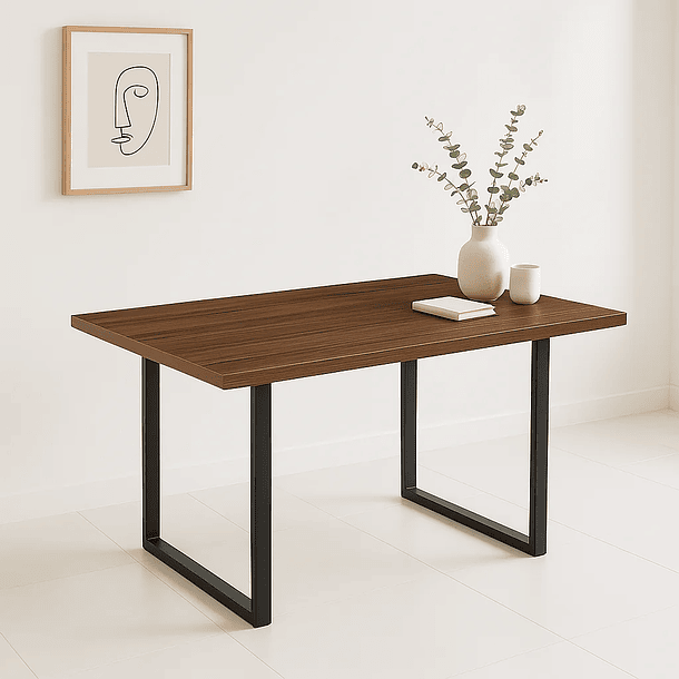 Mesa de Comedor Estilo Industrial 140x90 - Madera Oscura Walnut 3