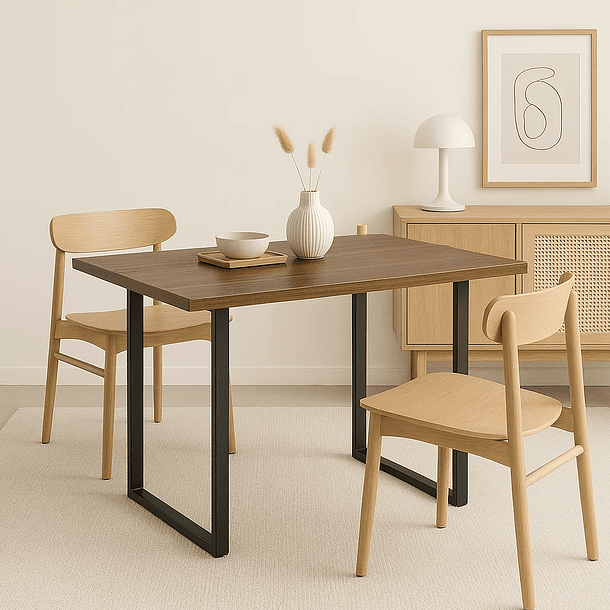 Mesa de Comedor Estilo Industrial 140x90 - Madera Oscura Walnut 4