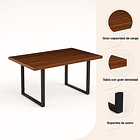 Mesa de Comedor Estilo Industrial 140x90 - Madera Oscura Walnut 6