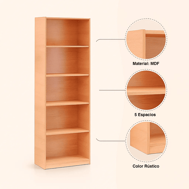 Librero Reka de 5 espacios alto - Madera 6